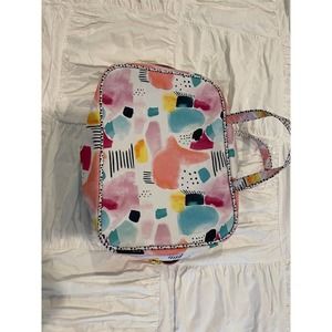 Ashley Mary White Pastel Cosmetic Bag 8x11x3